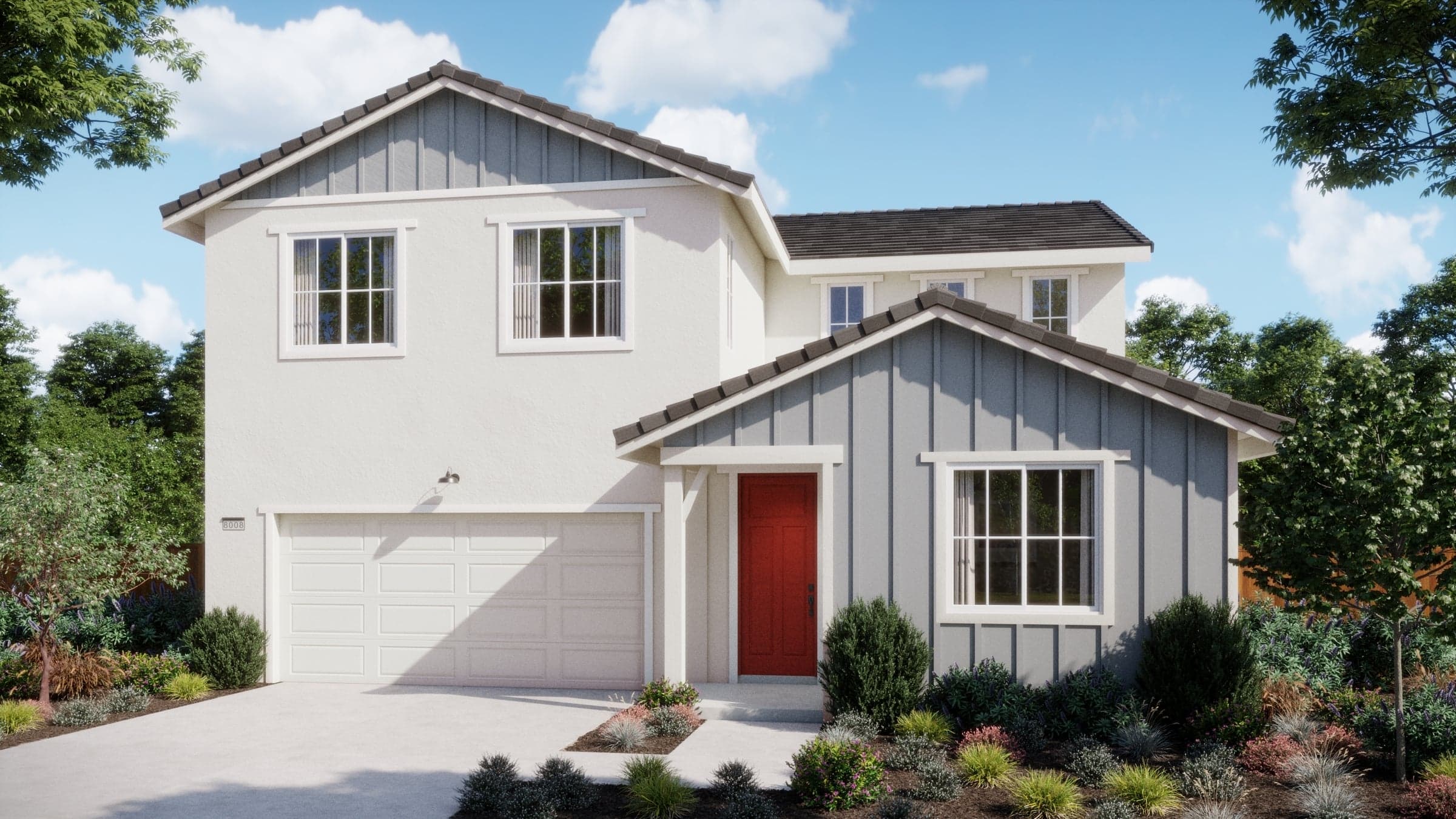 Chateaus at Natomas Landing Plan 4002 - Elevation B Rendering