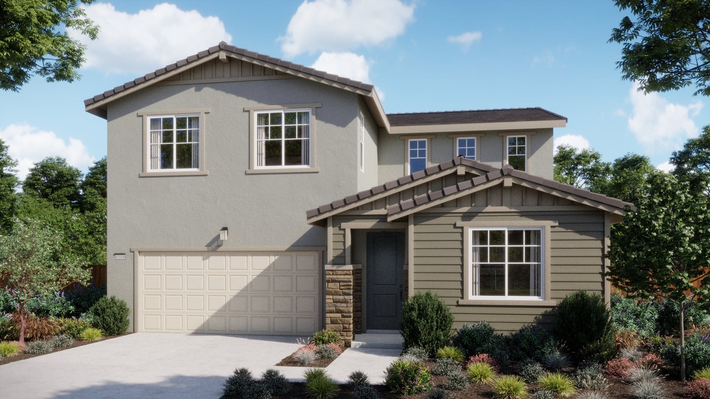 Elevation C at Plan 4002 at Chateaus at Natomas Landing
